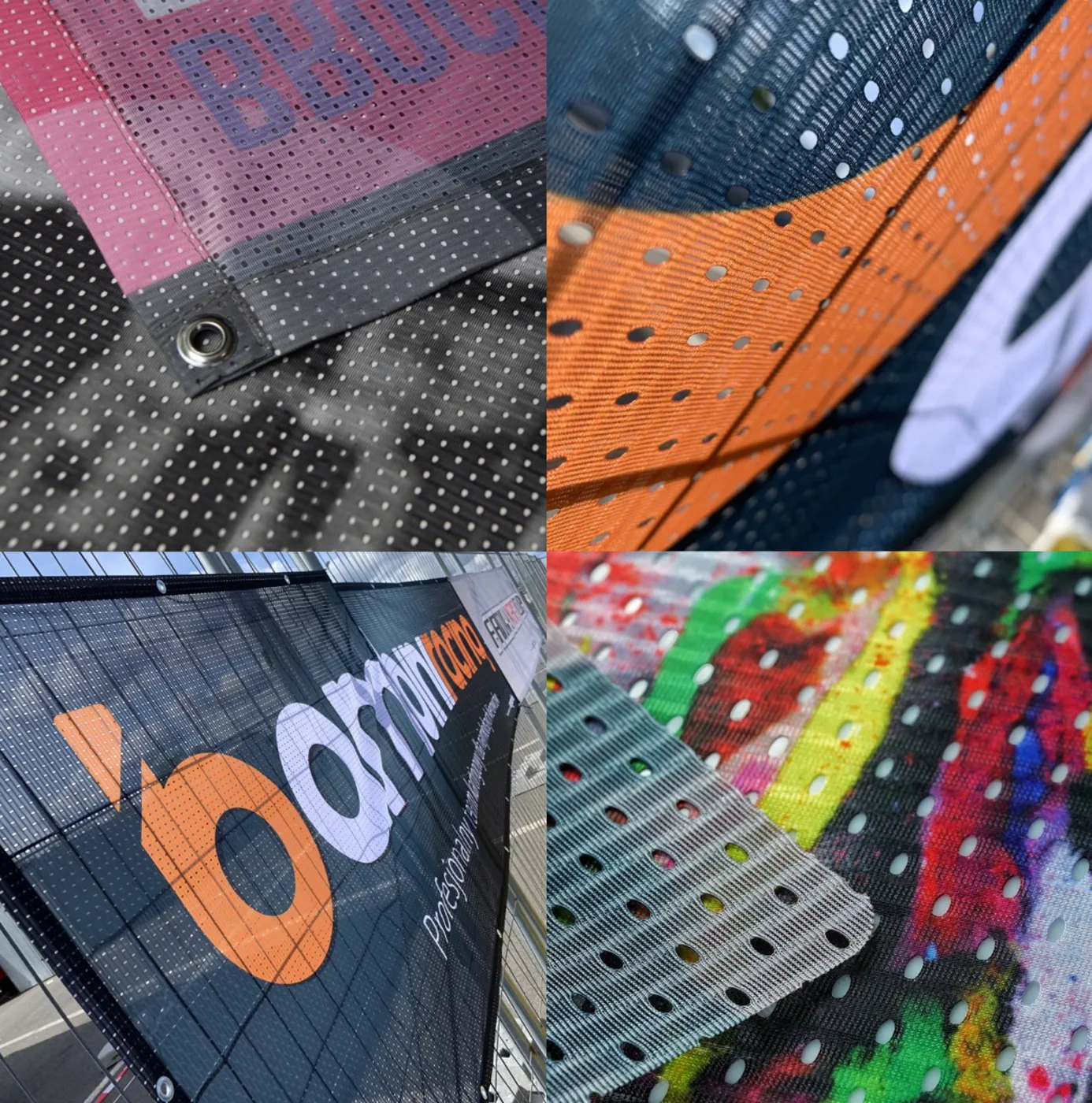 Material, Druckbild und Ösen im Detail